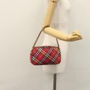 BURBERRY Nova Check Blue Label Accessory Pouch Nylon Red Brown Auth mr1139-20