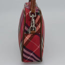 BURBERRY Nova Check Blue Label Accessory Pouch Nylon Red Brown Auth mr1139-4