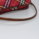 BURBERRY Nova Check Blue Label Accessory Pouch Nylon Red Brown Auth mr1139-7