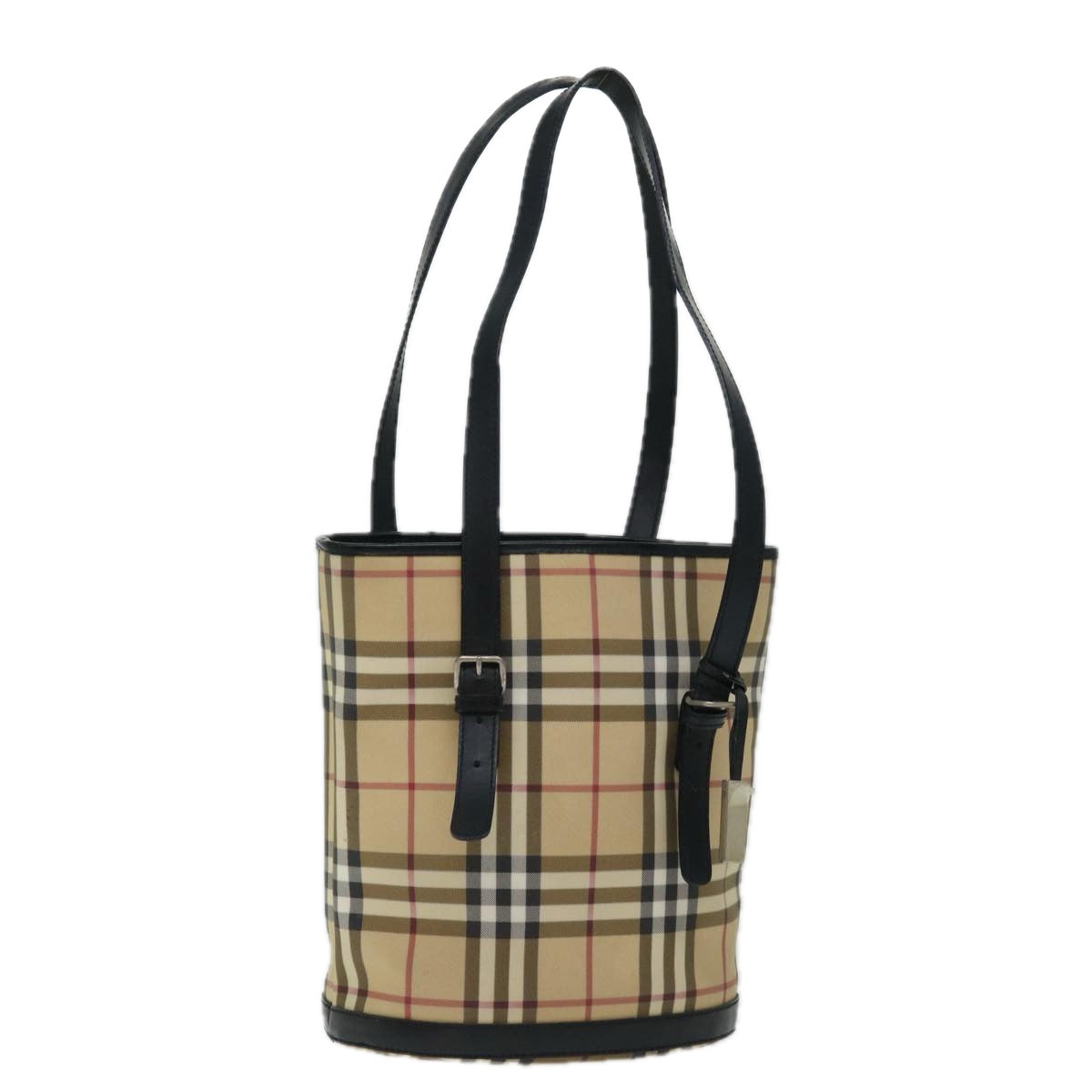 BURBERRY Nova Check Shoulder Bag Coated Canvas Beige Auth mr114