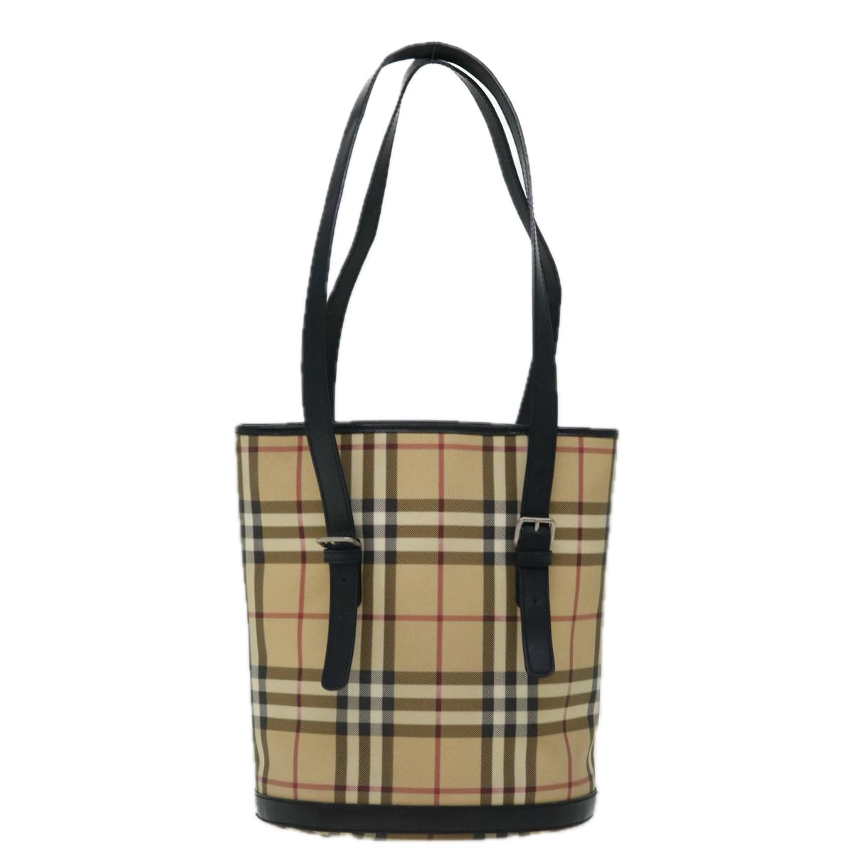 BURBERRY Nova Check Shoulder Bag Coated Canvas Beige Auth mr114