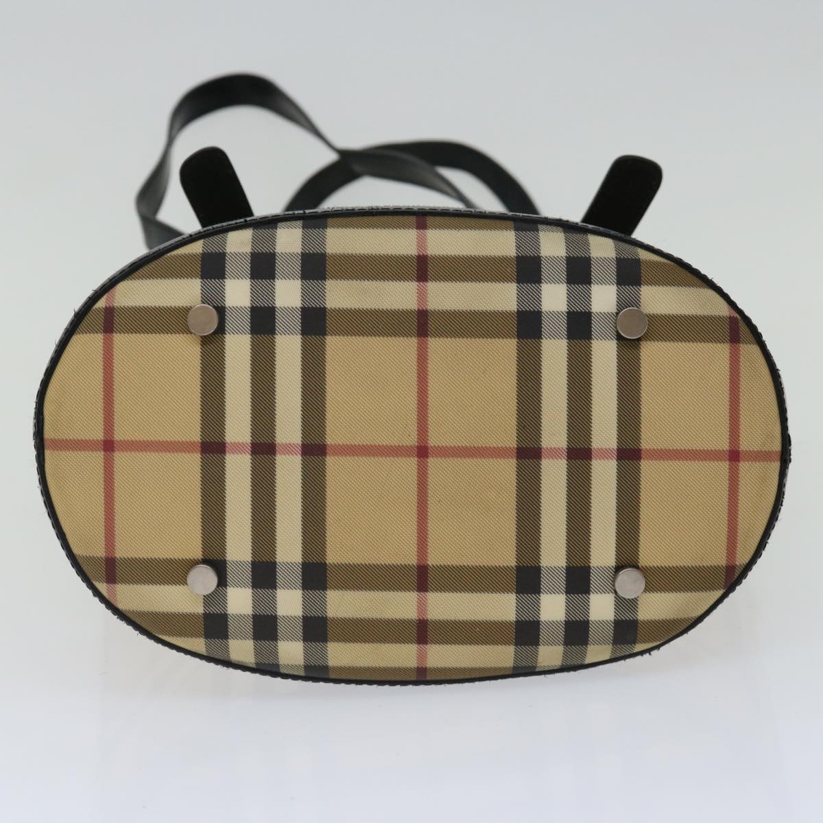 BURBERRY Nova Check Shoulder Bag Coated Canvas Beige Auth mr114