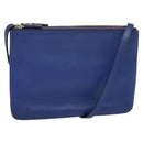 CELINE Trio Shoulder Bag Leather Blue Gold Auth mr1142-1