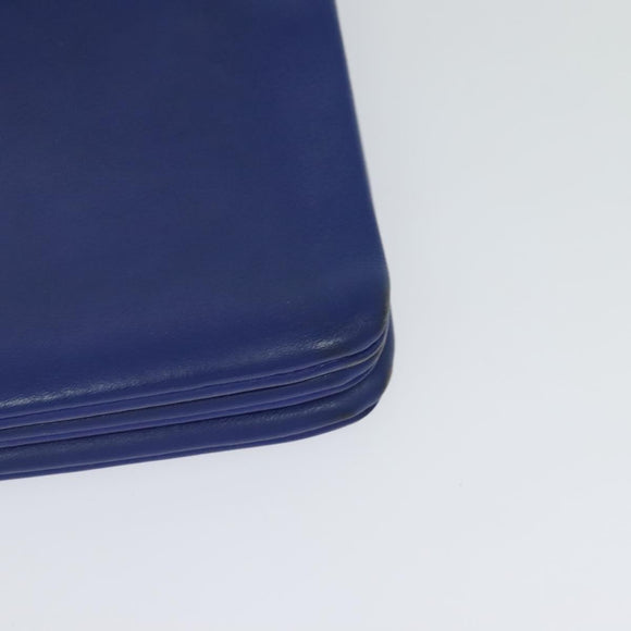 CELINE Trio Shoulder Bag Leather Blue Gold Auth mr1142