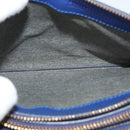 CELINE Trio Shoulder Bag Leather Blue Gold Auth mr1142-10