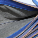CELINE Trio Shoulder Bag Leather Blue Gold Auth mr1142-19