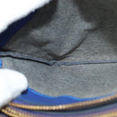 CELINE Trio Shoulder Bag Leather Blue Gold Auth mr1142-18