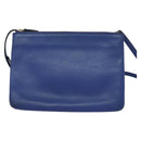 CELINE Trio Shoulder Bag Leather Blue Gold Auth mr1142-2
