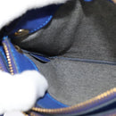 CELINE Trio Shoulder Bag Leather Blue Gold Auth mr1142-22