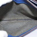 CELINE Trio Shoulder Bag Leather Blue Gold Auth mr1142-11
