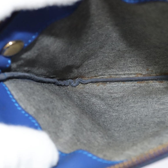 CELINE Trio Shoulder Bag Leather Blue Gold Auth mr1142