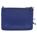 CELINE Trio Shoulder Bag Leather Blue Gold Auth mr1142-3