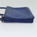 CELINE Trio Shoulder Bag Leather Blue Gold Auth mr1142-4