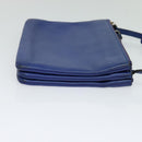 CELINE Trio Shoulder Bag Leather Blue Gold Auth mr1142-4
