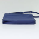 CELINE Trio Shoulder Bag Leather Blue Gold Auth mr1142-9