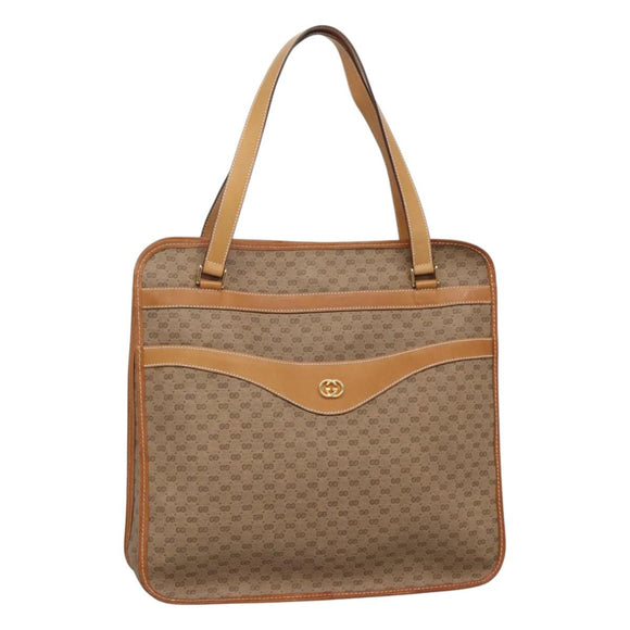 GUCCI Micro GG Supreme Tote Bag PVC Beige Auth mr1148