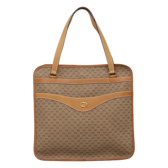 GUCCI Micro GG Supreme Tote Bag PVC Beige Auth mr1148