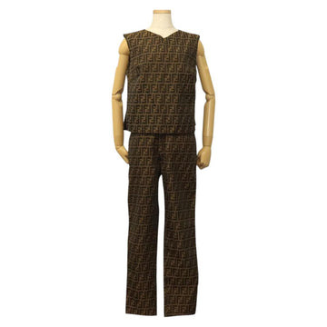 FENDI Zucca Canvas Tank Top Pants Setup Brown Auth mr1155 - 0