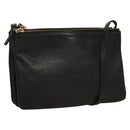 CELINE Trio bag Shoulder Bag Leather Black Gold Auth mr1158-1