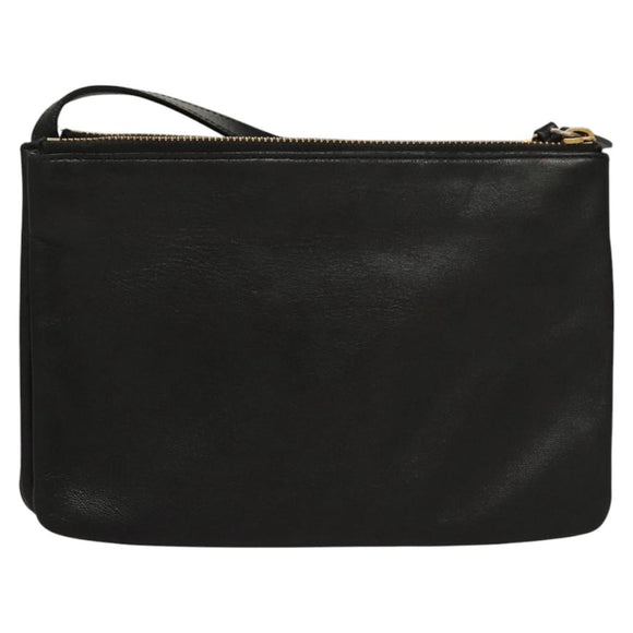 CELINE Trio bag Shoulder Bag Leather Black Gold Auth mr1158