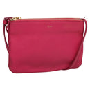 CELINE Trio bag Shoulder Bag Leather Pink Gold Auth mr1159-1