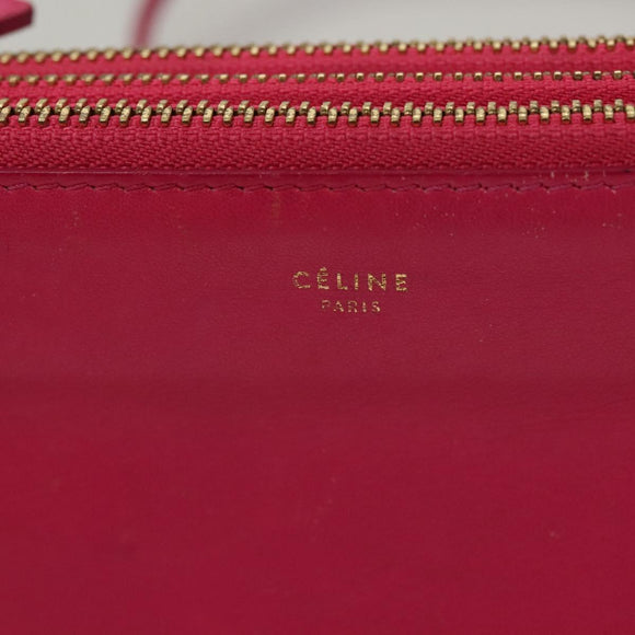 CELINE Trio bag Shoulder Bag Leather Pink Gold Auth mr1159