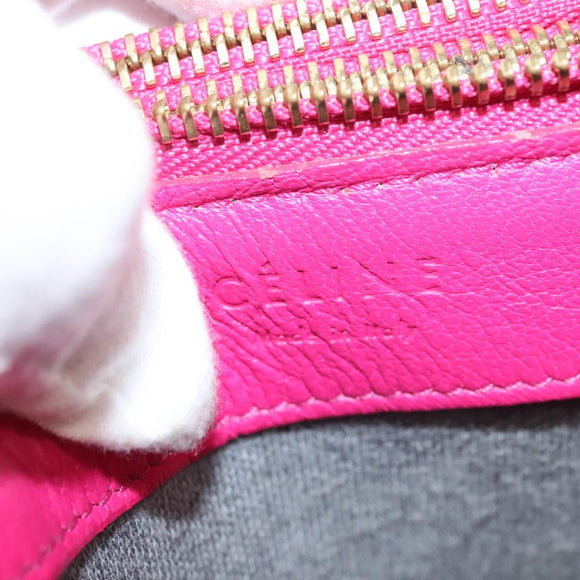 CELINE Trio bag Shoulder Bag Leather Pink Gold Auth mr1159