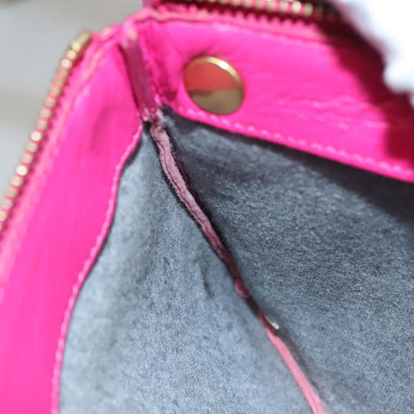 CELINE Trio bag Shoulder Bag Leather Pink Gold Auth mr1159