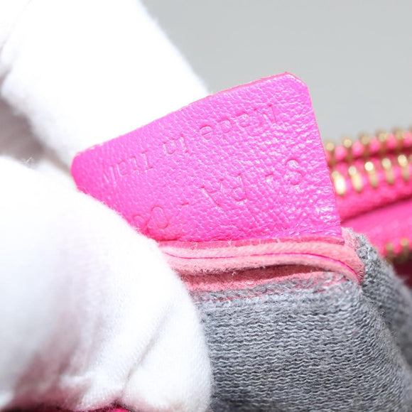 CELINE Trio bag Shoulder Bag Leather Pink Gold Auth mr1159