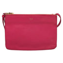 CELINE Trio bag Shoulder Bag Leather Pink Gold Auth mr1159-13