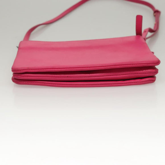 CELINE Trio bag Shoulder Bag Leather Pink Gold Auth mr1159