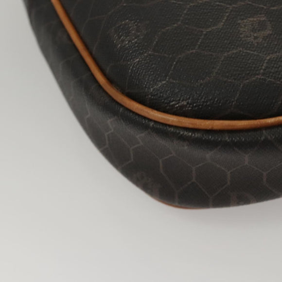 Christian Dior Honeycomb Canvas Shoulder Bag PVC Leather Black Auth mr1164