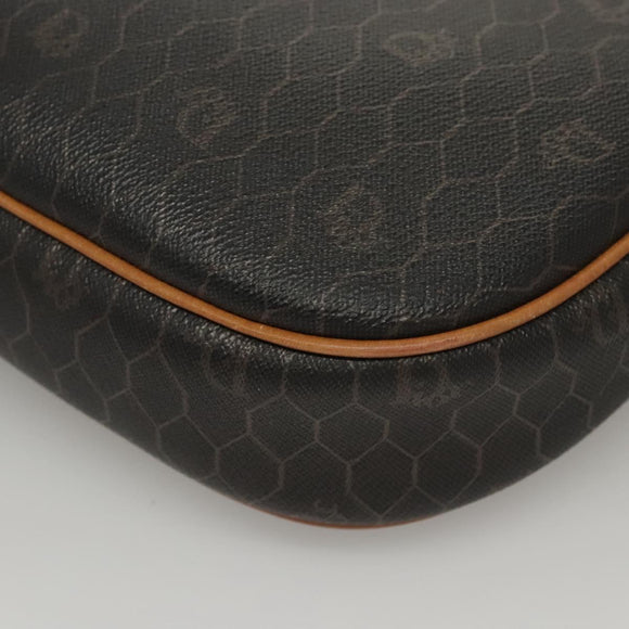 Christian Dior Honeycomb Canvas Shoulder Bag PVC Leather Black Auth mr1164
