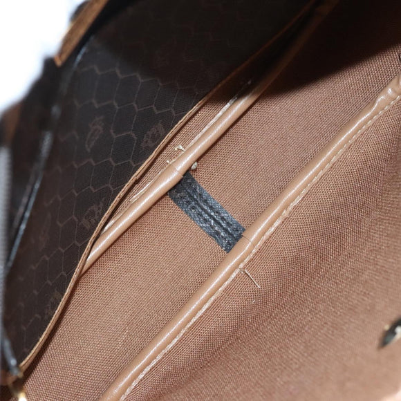 Christian Dior Honeycomb Canvas Shoulder Bag PVC Leather Black Auth mr1164