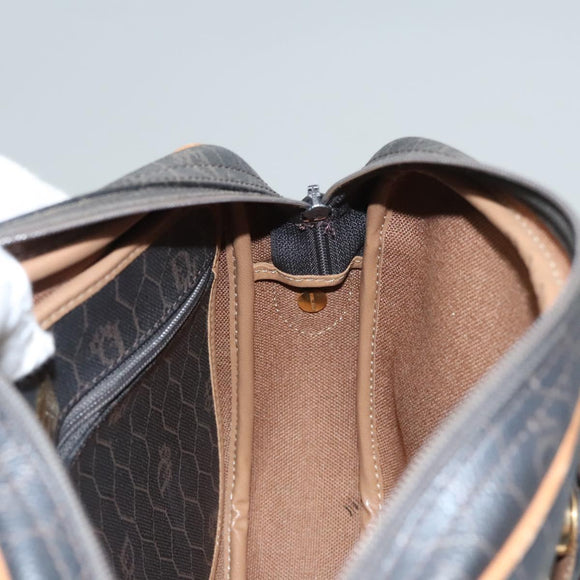 Christian Dior Honeycomb Canvas Shoulder Bag PVC Leather Black Auth mr1164