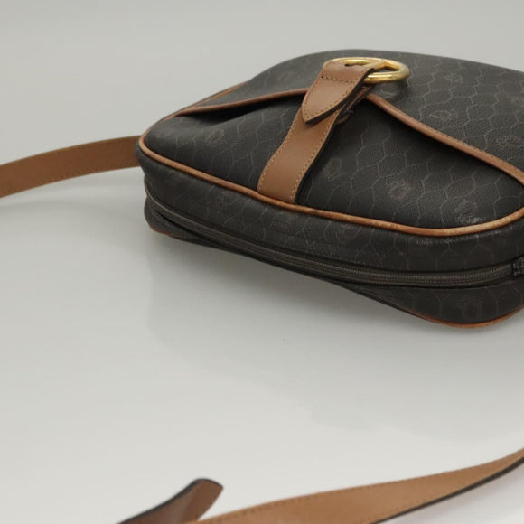 Christian Dior Honeycomb Canvas Shoulder Bag PVC Leather Black Auth mr1164