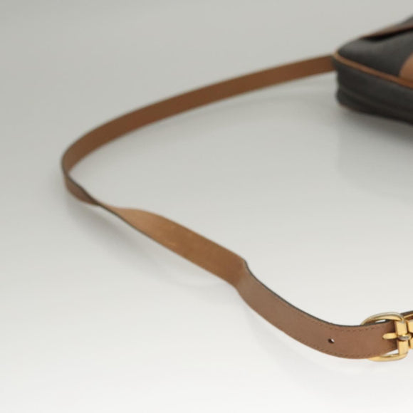 Christian Dior Honeycomb Canvas Shoulder Bag PVC Leather Black Auth mr1164