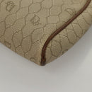 Christian Dior Honeycomb Canvas Shoulder Bag PVC Leather Beige Auth mr1166-11
