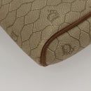 Christian Dior Honeycomb Canvas Shoulder Bag PVC Leather Beige Auth mr1166-13