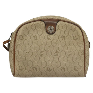 Christian Dior Honeycomb Canvas Shoulder Bag PVC Leather Beige Auth mr1166 - 0