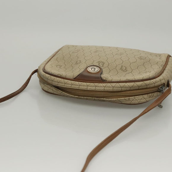 Christian Dior Honeycomb Canvas Shoulder Bag PVC Leather Beige Auth mr1166