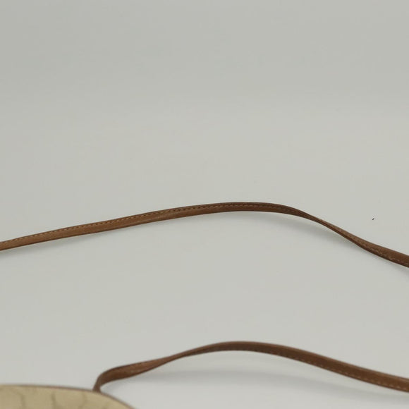 Christian Dior Honeycomb Canvas Shoulder Bag PVC Leather Beige Auth mr1166