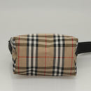 Burberrys Nova Check Hand Bag Nylon Beige Silver Auth mr1169-6