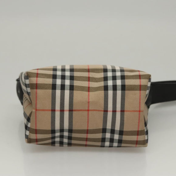 Burberrys Nova Check Hand Bag Nylon Beige Silver Auth mr1169