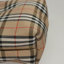 Burberrys Nova Check Hand Bag Nylon Beige Silver Auth mr1169-10