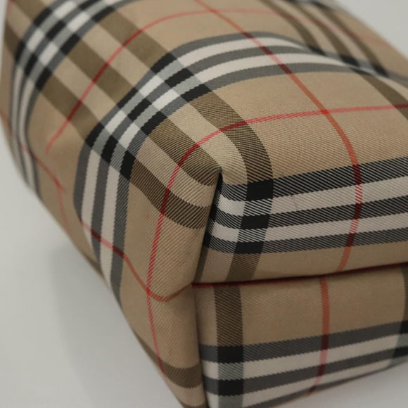 Burberrys Nova Check Hand Bag Nylon Beige Silver Auth mr1169