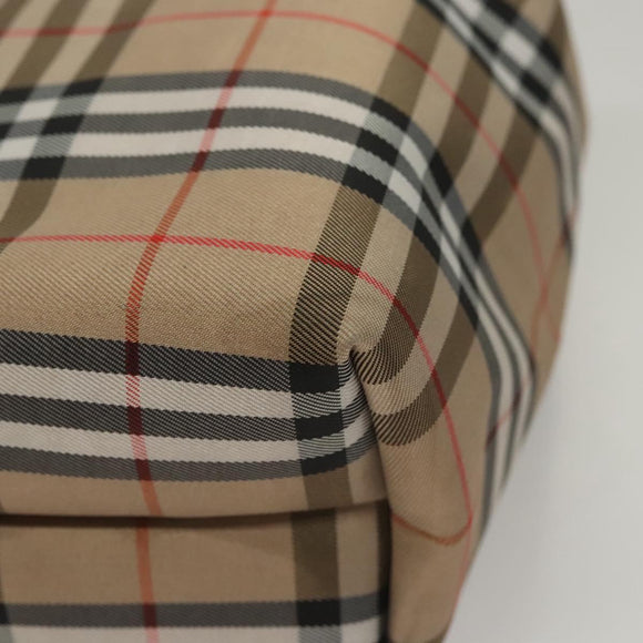 Burberrys Nova Check Hand Bag Nylon Beige Silver Auth mr1169