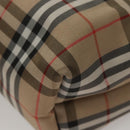 Burberrys Nova Check Hand Bag Nylon Beige Silver Auth mr1169-16