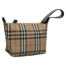 Burberrys Nova Check Hand Bag Nylon Beige Silver Auth mr1169-1