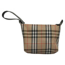 Burberrys Nova Check Hand Bag Nylon Beige Silver Auth mr1169-2